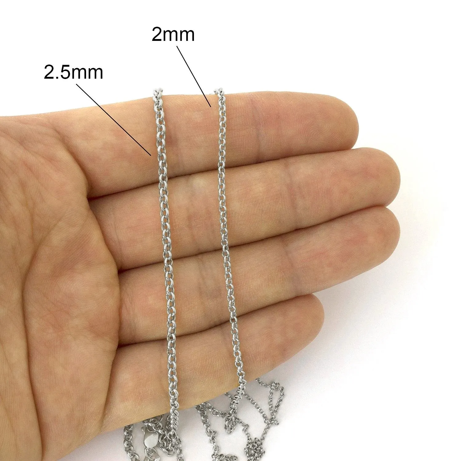 10K White Gold 2.5mm Rolo Chain