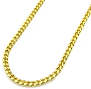 10K Yellow Gold 1.5mm Solid Miami Cuban Gourmette Curb Link Chain
