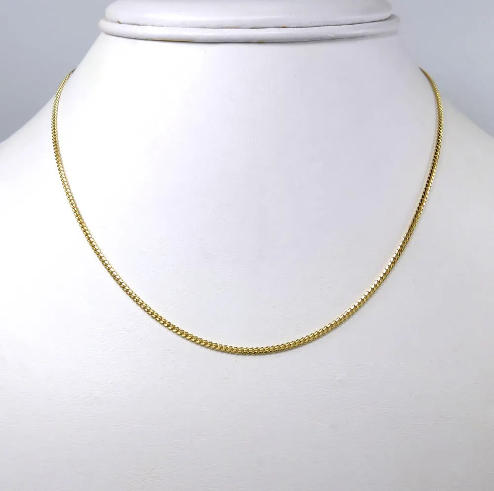 10K Yellow Gold 1.5mm Solid Miami Cuban Gourmette Curb Link Chain