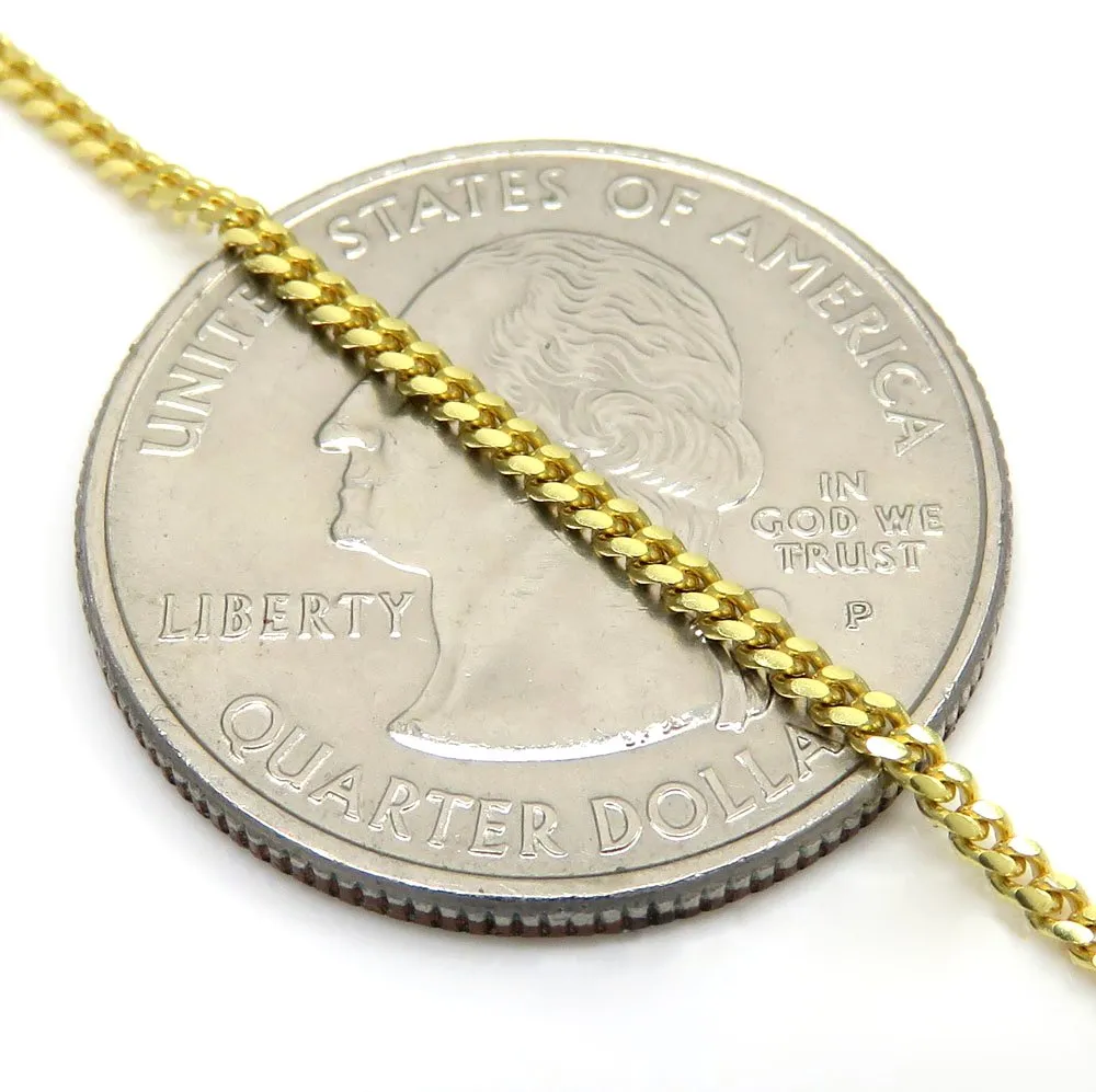 10K Yellow Gold 1.5mm Solid Miami Cuban Gourmette Curb Link Chain