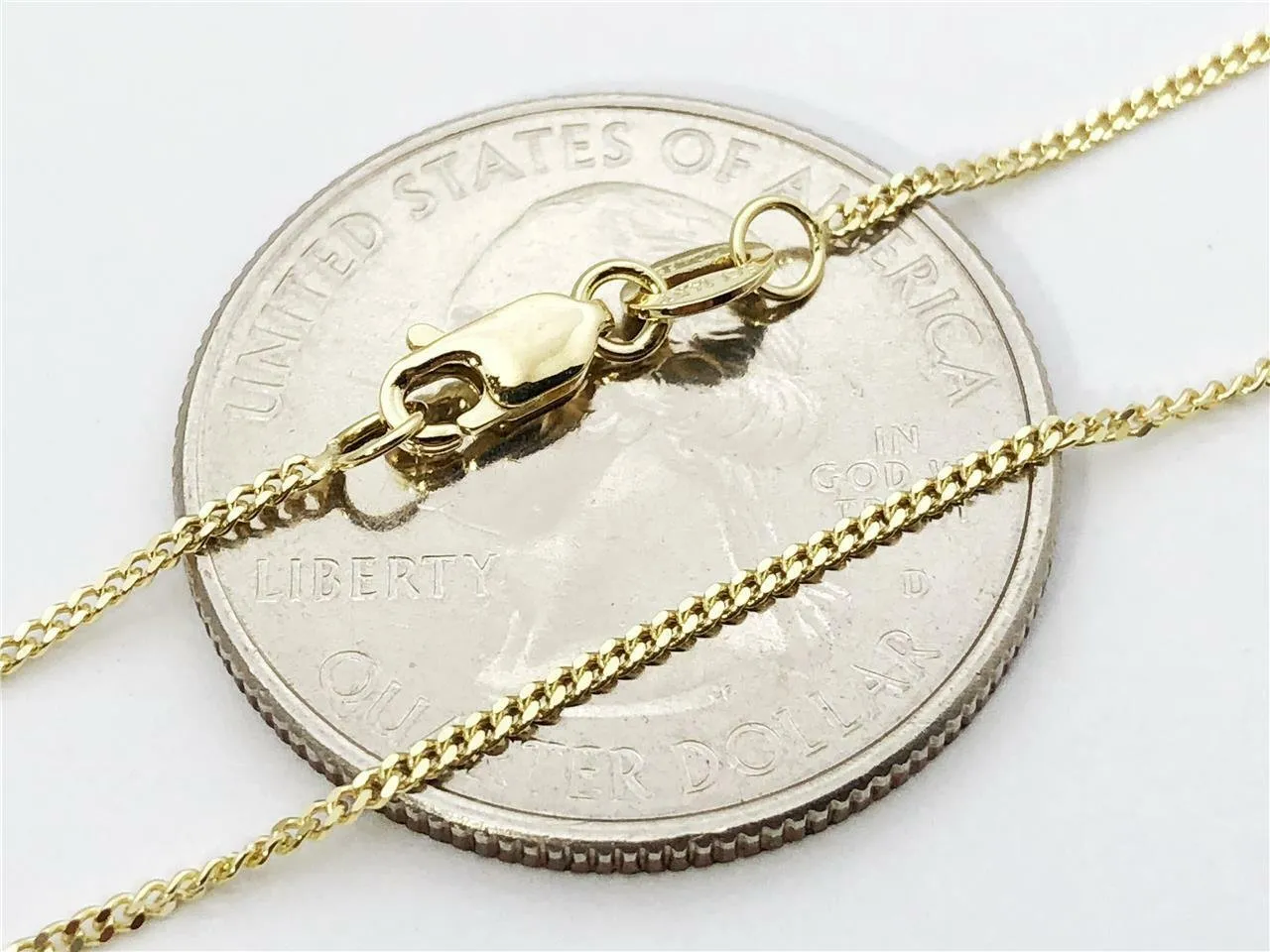 10K Yellow Gold 1mm Solid Miami Cuban Gourmette Curb Link Chain