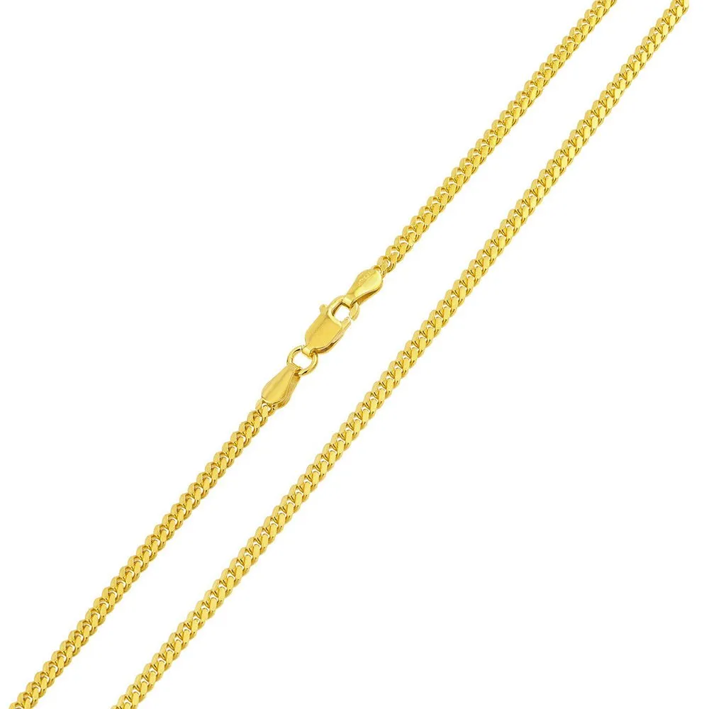 10K Yellow Gold 1mm Solid Miami Cuban Gourmette Curb Link Chain