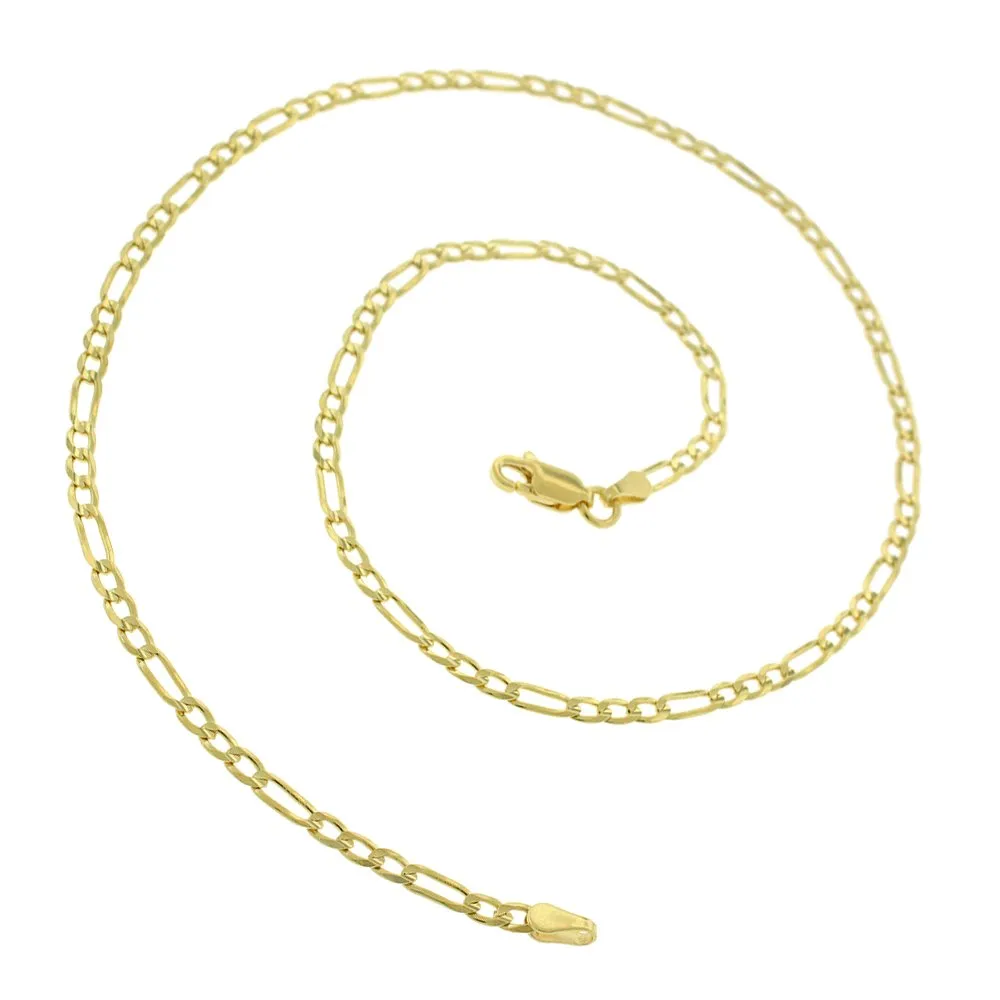 10K Yellow Gold 2.5mm Solid Figaro Link Chain