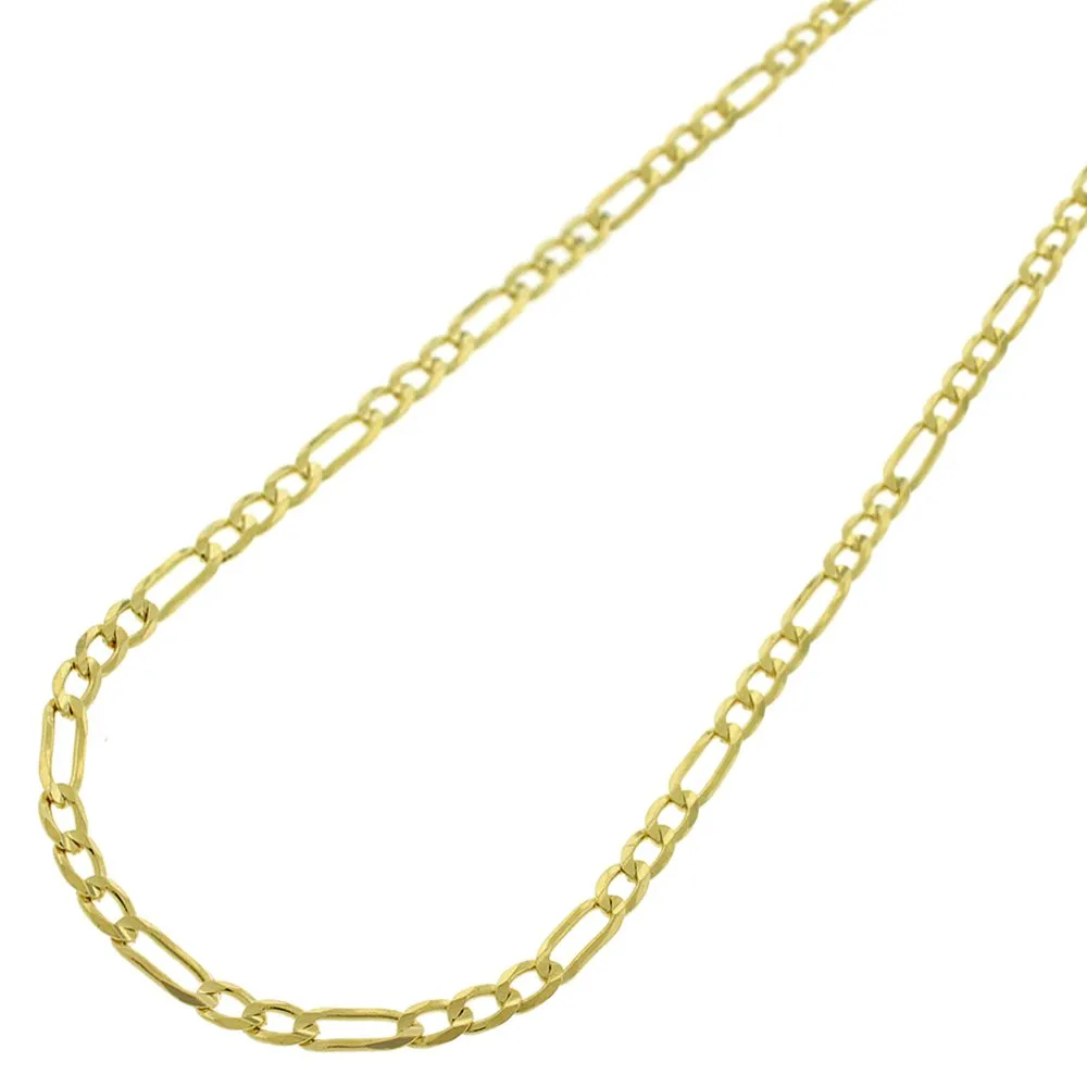 10K Yellow Gold 2.5mm Solid Figaro Link Chain