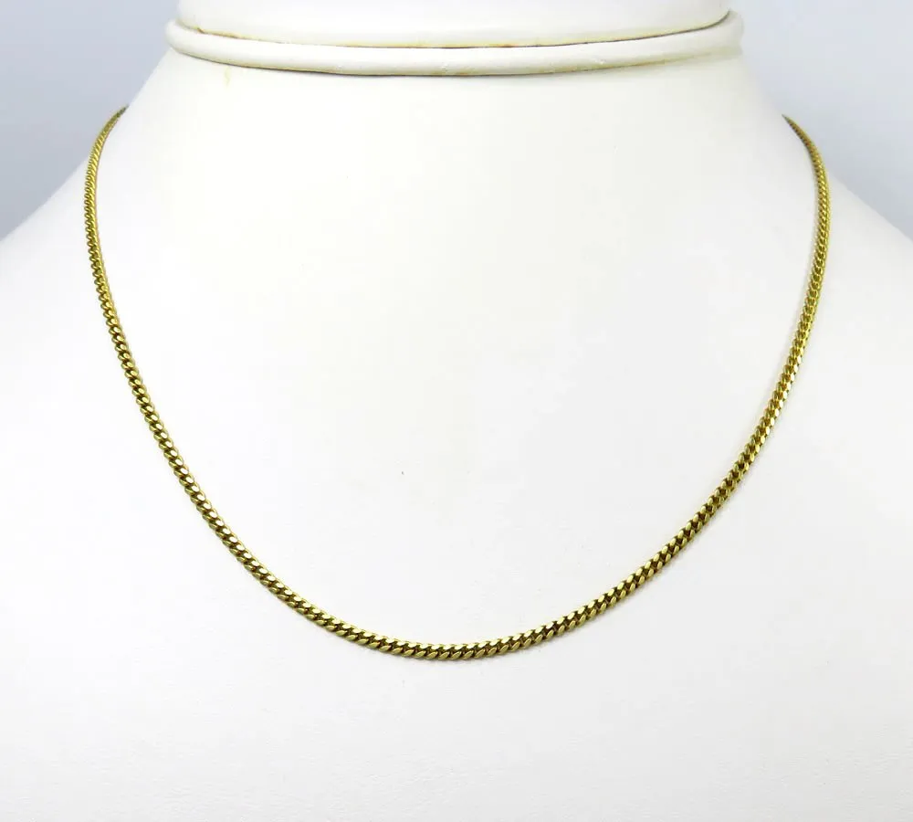 10K Yellow Gold 2mm Solid Miami Cuban Gourmette Curb Link Chain