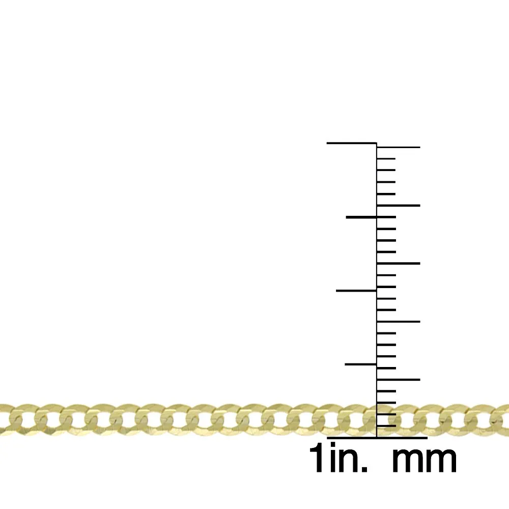 10K Yellow Gold 3mm Solid Cuban Curb Link Chain