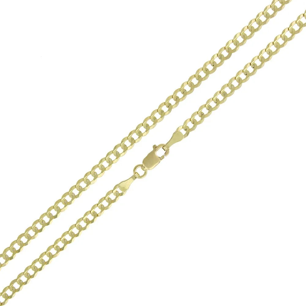 10K Yellow Gold 3mm Solid Cuban Curb Link Chain