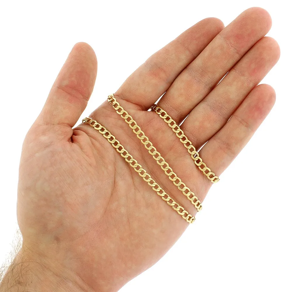 10K Yellow Gold 4.5mm Hollow Cuban Curb Link Chain