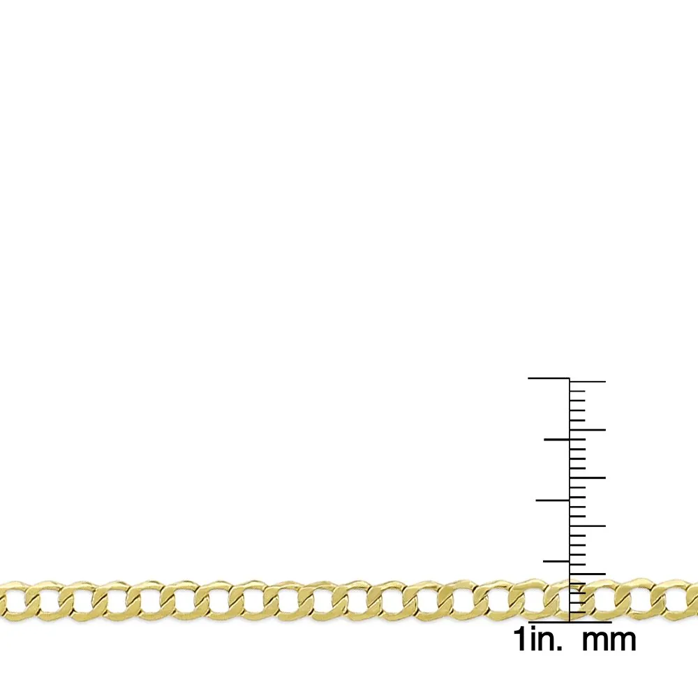 10K Yellow Gold 4.5mm Hollow Cuban Curb Link Chain