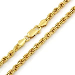 10K Yellow Gold 4mm Solid Rope Diamond Cut Chain