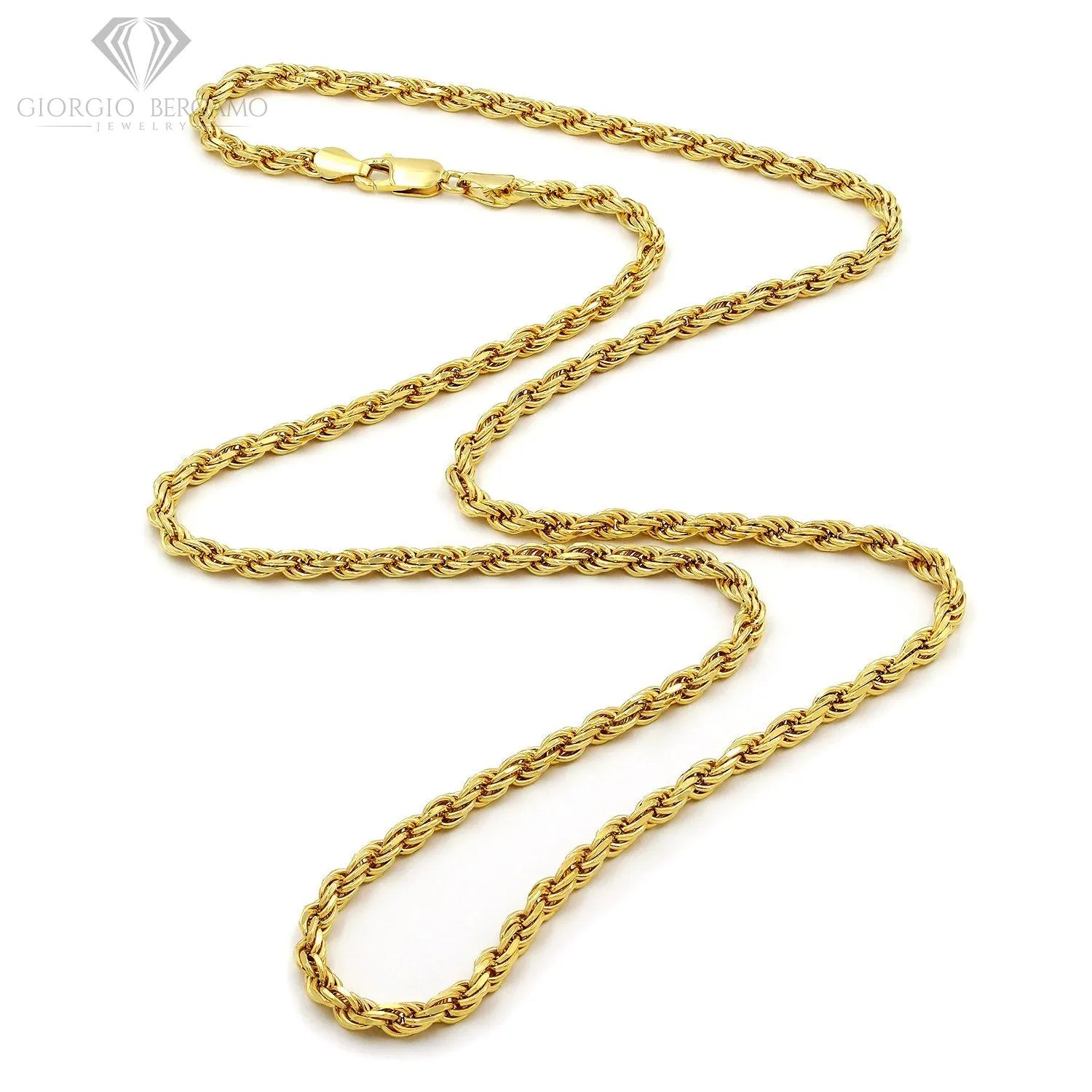 10K Yellow Gold 4mm Solid Rope Diamond Cut Chain