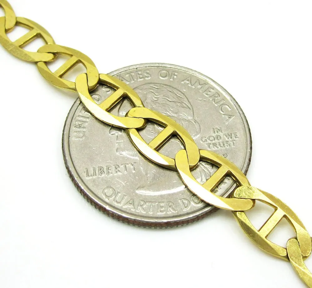 10K Yellow Gold 5.5mm Flat Mariner Anchor Link Chain