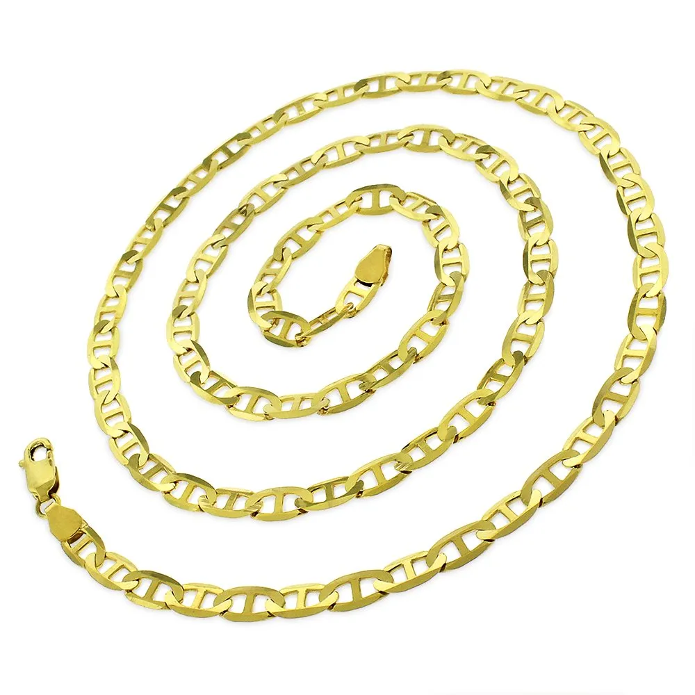10K Yellow Gold 5.5mm Flat Mariner Anchor Link Chain