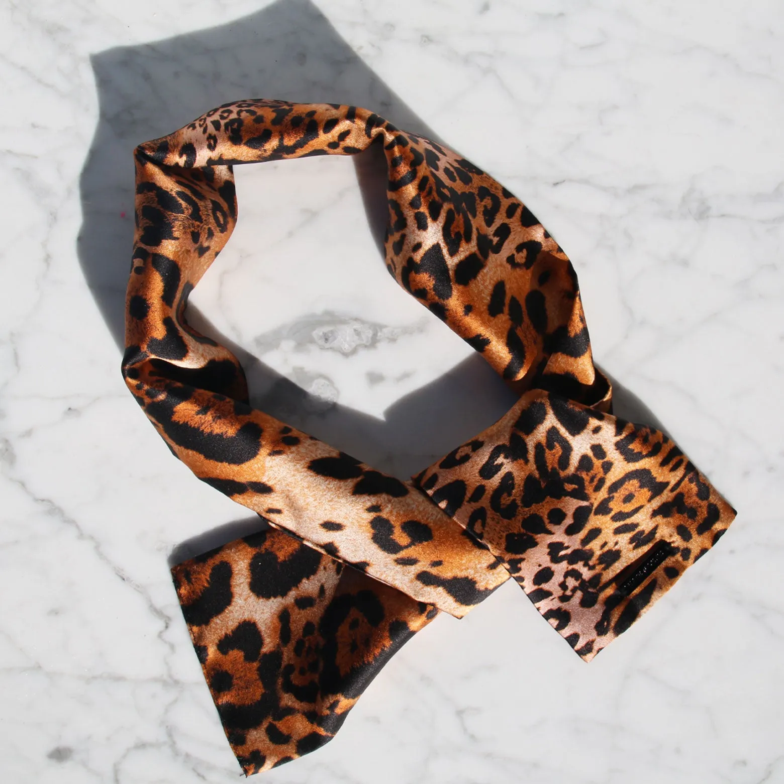 1/1 Cheetah Silk Charmeuse Scarf / Made in USA