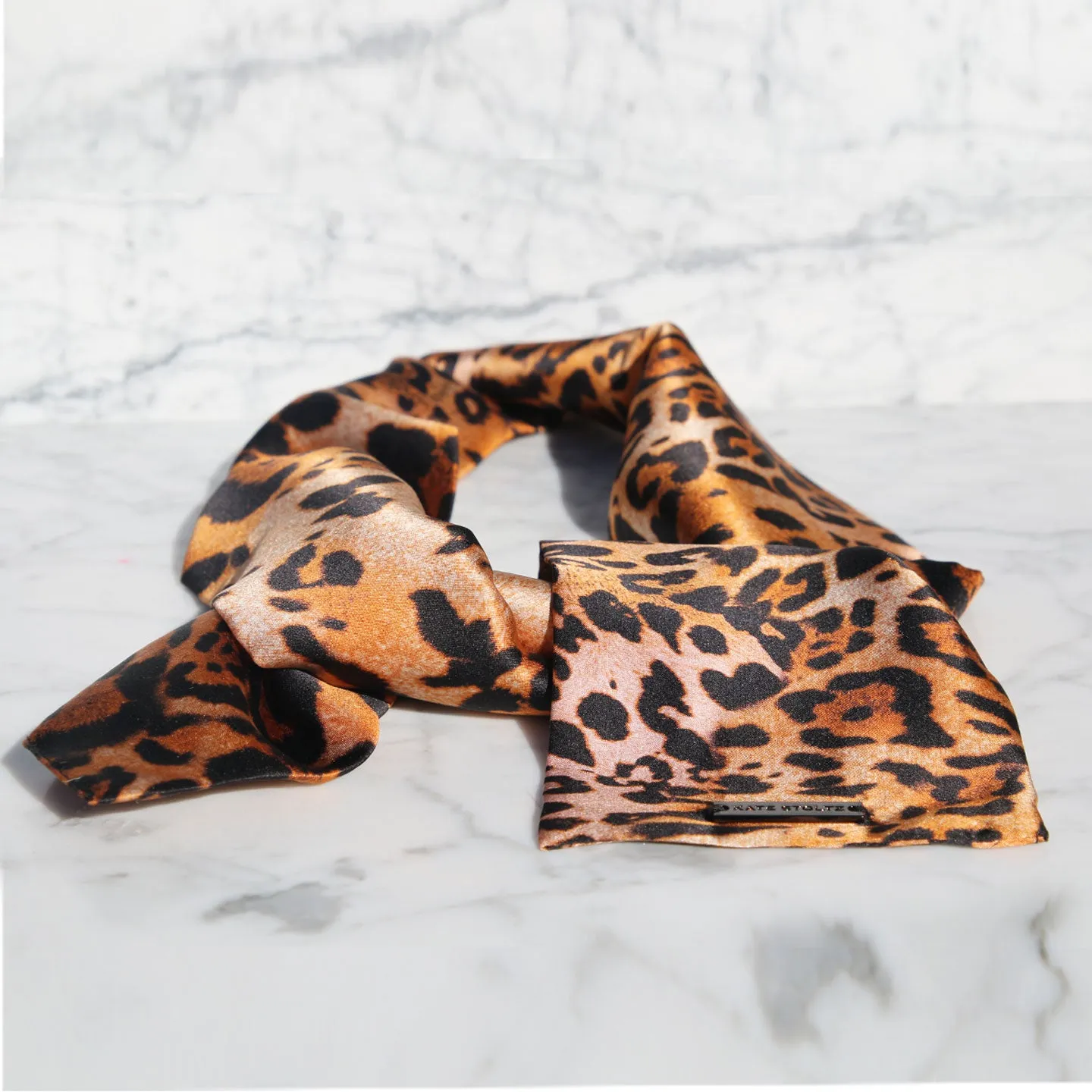 1/1 Cheetah Silk Charmeuse Scarf / Made in USA