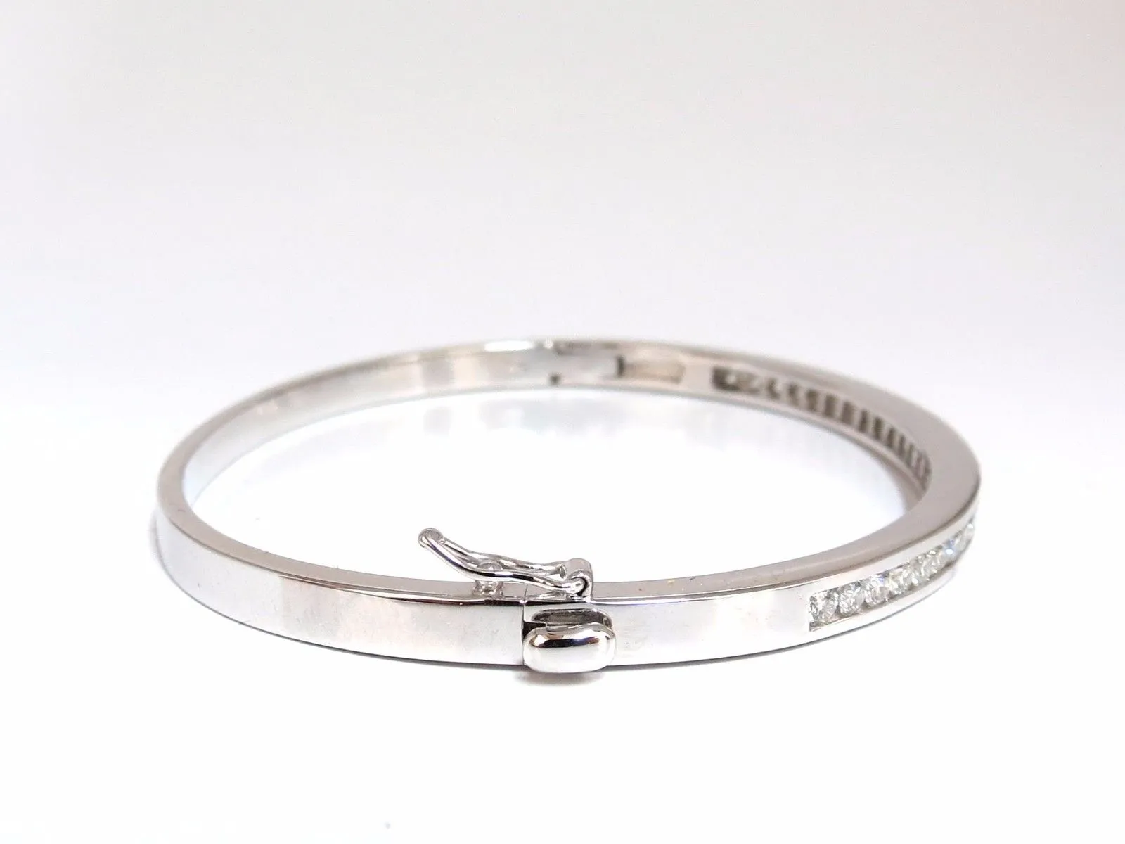 1.30ct natural round diamonds bangle bracelet g/vs channel 14kt