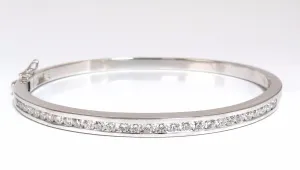 1.30ct natural round diamonds bangle bracelet g/vs channel 14kt