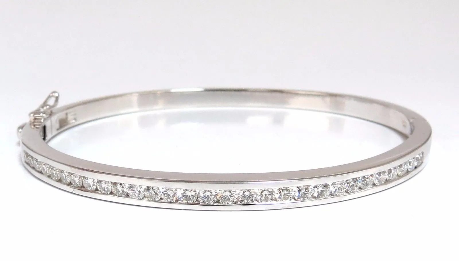 1.30ct natural round diamonds bangle bracelet g/vs channel 14kt