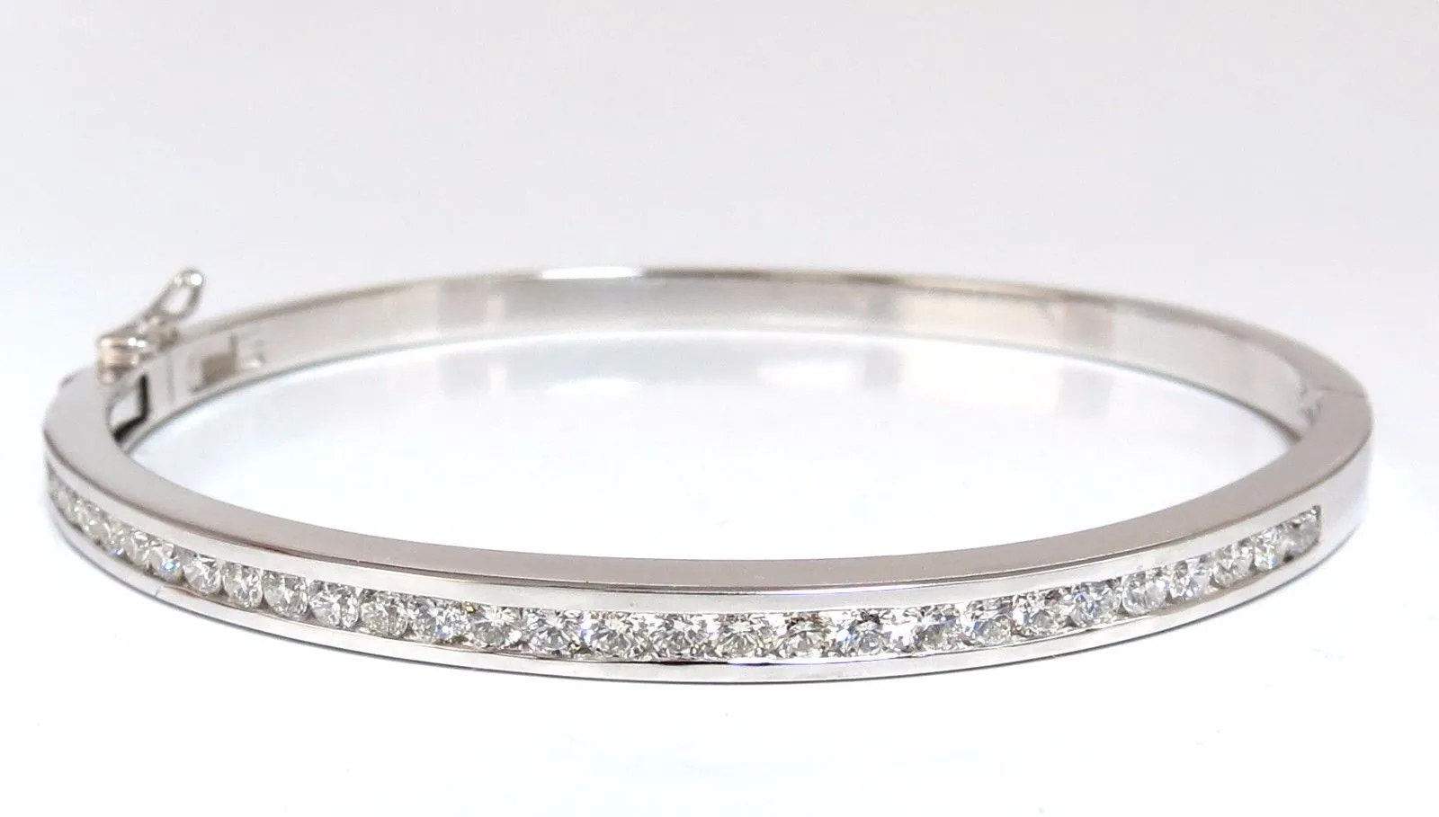 1.30ct natural round diamonds bangle bracelet g/vs channel 14kt