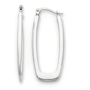 14 Karat White Gold Elongated Rectangular Hoop Earrings