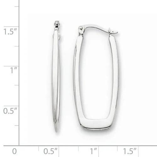 14 Karat White Gold Elongated Rectangular Hoop Earrings