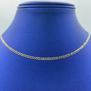 14K 2.5MM Two-Tone Flat Cuban Link Chain 26"