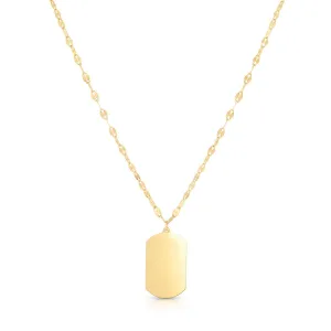 14K Gold Tag with Mirror Chain