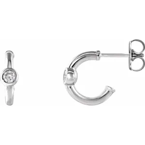 14K White 2.5 mm Round Forever One Moissanite Hoop Earrings