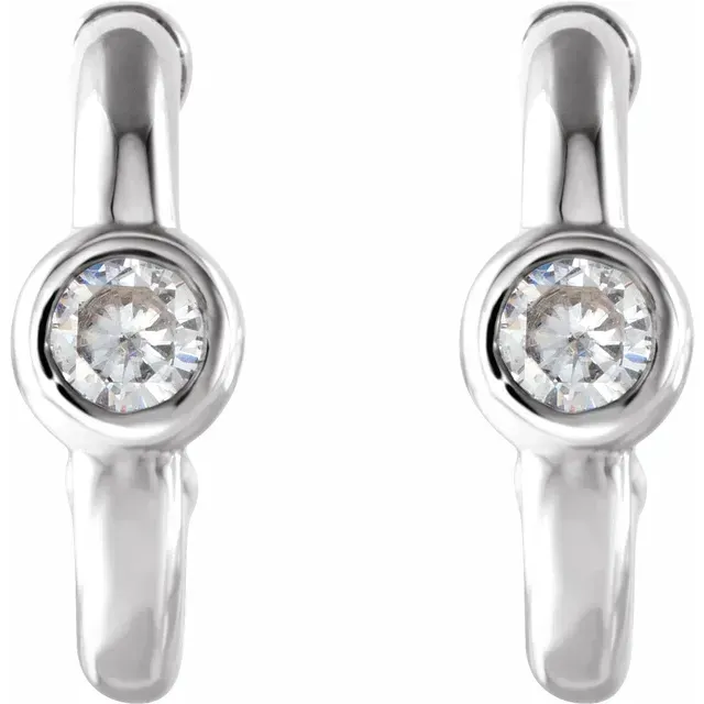 14K White 2.5 mm Round Forever One Moissanite Hoop Earrings