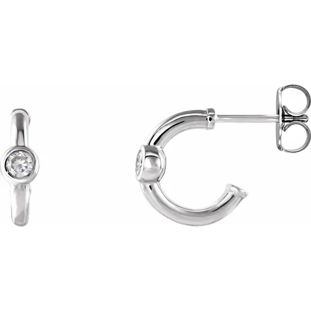 14K White 2.5 mm Round Forever One Moissanite Hoop Earrings