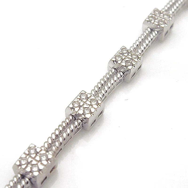 14k White Gold Diamond Station Bracelet