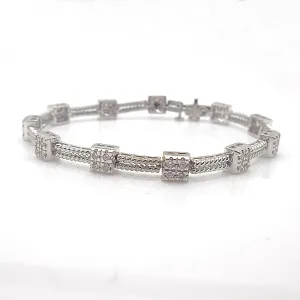 14k White Gold Diamond Station Bracelet