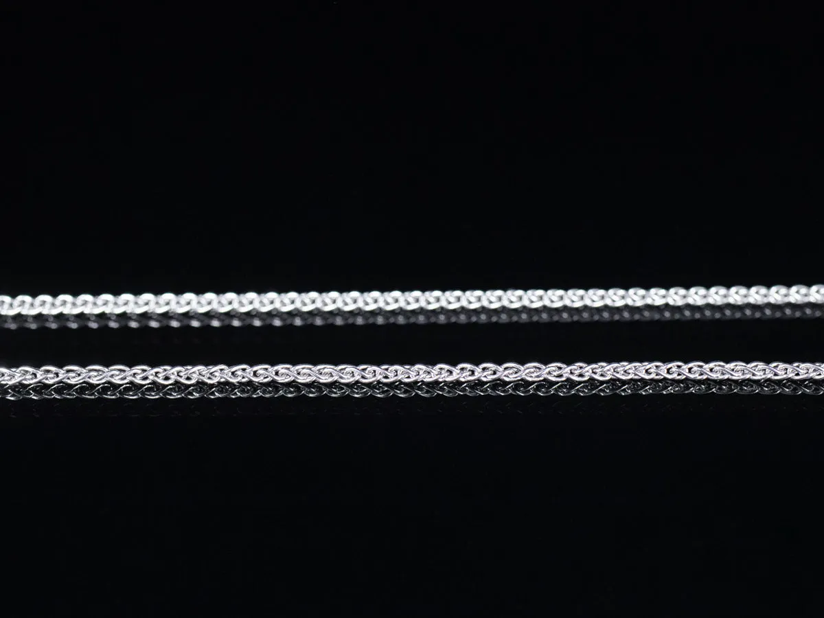 14K White Gold Woven Box Wheat Chain 20"