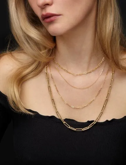 14K Yellow Gold 3.2mm Lite 18" Paperclip Chain