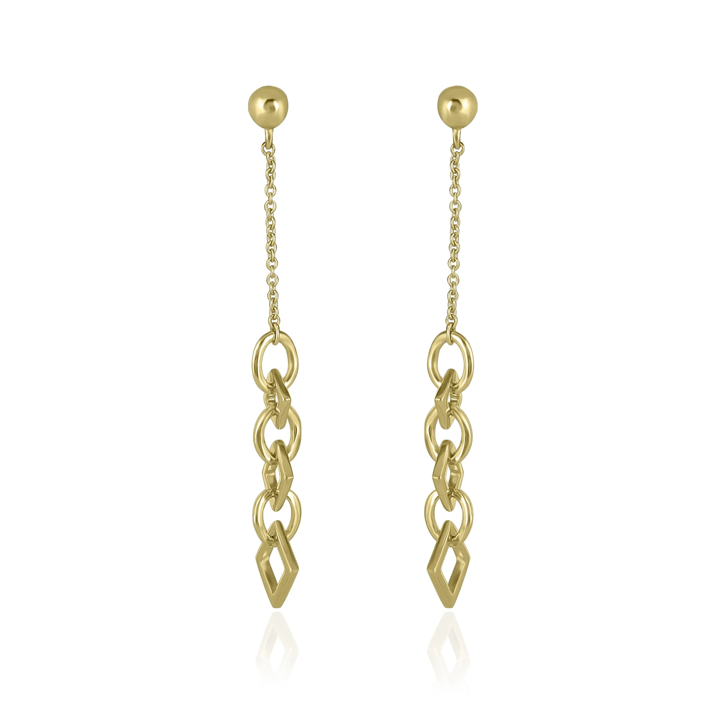 14K Yellow Gold Chain Link Dangle Earrings