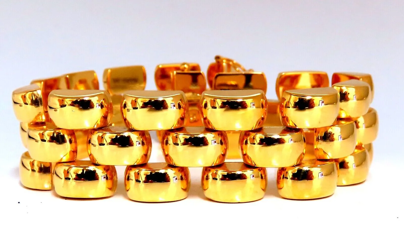 14kt Gold Panther Form Wide Link Gold Bracelet 37.8 Grams 18mm 7 inch
