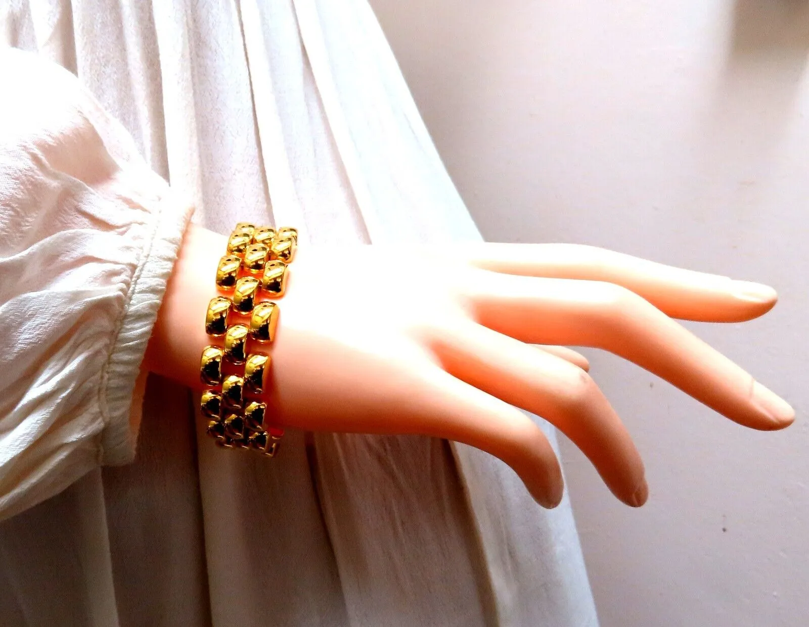 14kt Gold Panther Form Wide Link Gold Bracelet 37.8 Grams 18mm 7 inch