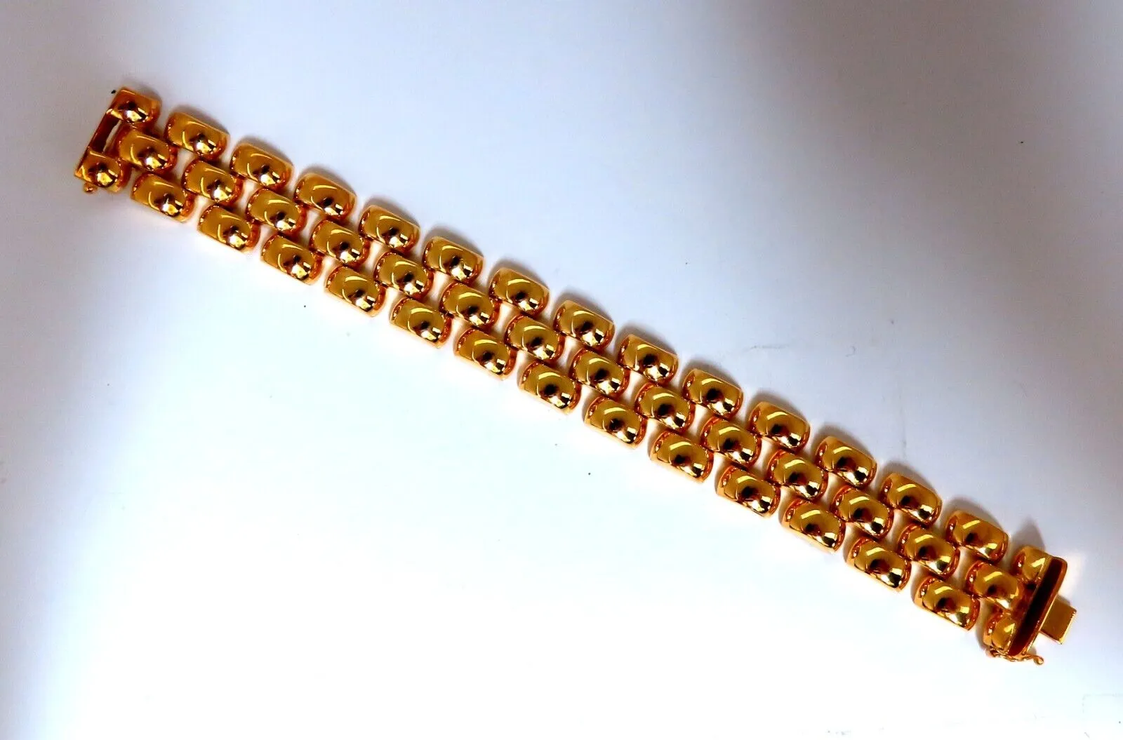 14kt Gold Panther Form Wide Link Gold Bracelet 37.8 Grams 18mm 7 inch