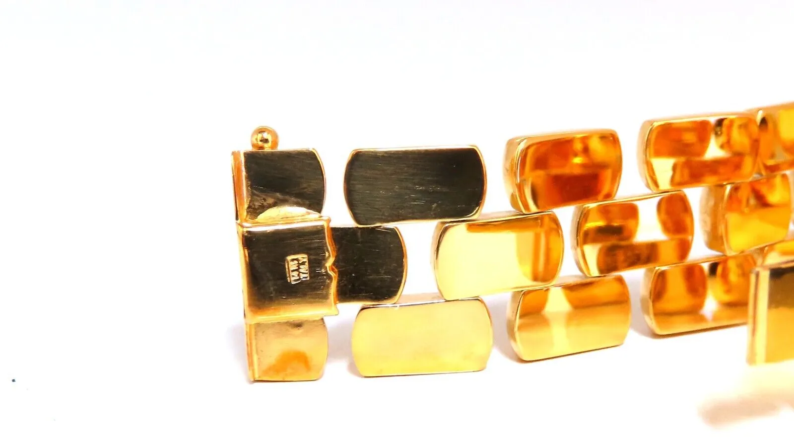 14kt Gold Panther Form Wide Link Gold Bracelet 37.8 Grams 18mm 7 inch