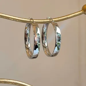 14KT White Gold 5mm Round Tube Hoop Earrings 29mm