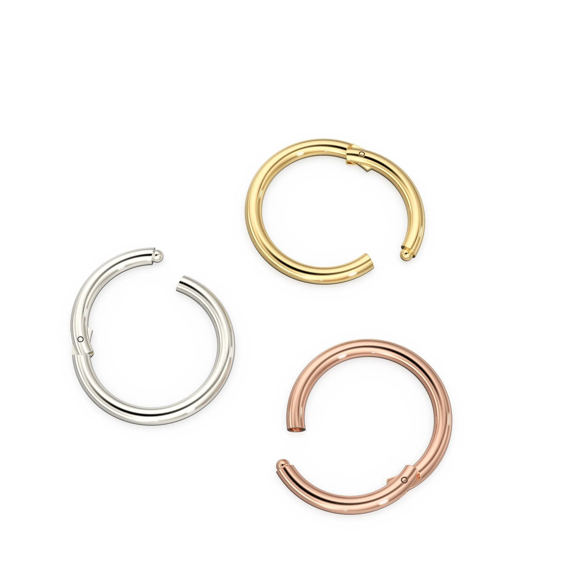 18mm Round Profile Clicker Gold Clasp / 14K Gold Connector / Necklace Connector Clasp Lock / Charm holder / Solid Gold Charms Clasp