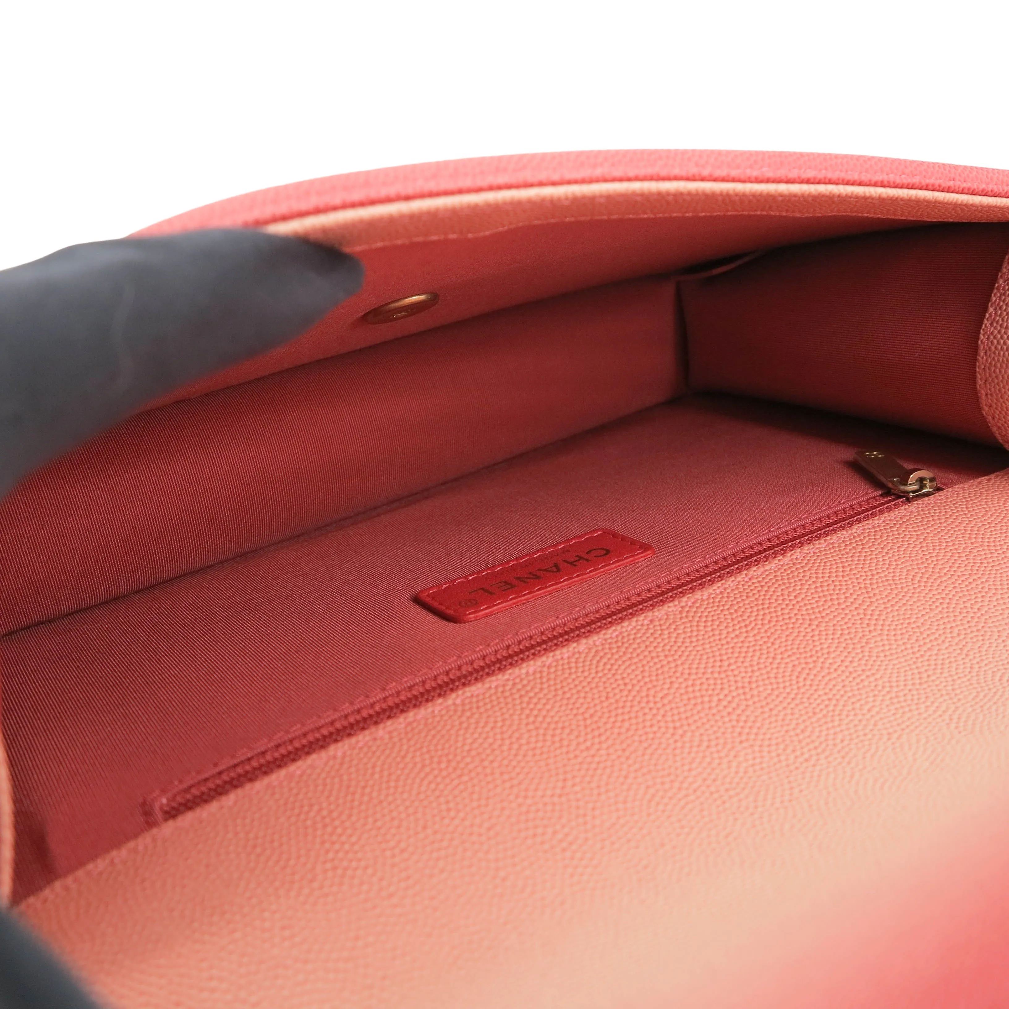 19C Sunset On The Sea Medium Flap Bag in Coral Pink Caviar