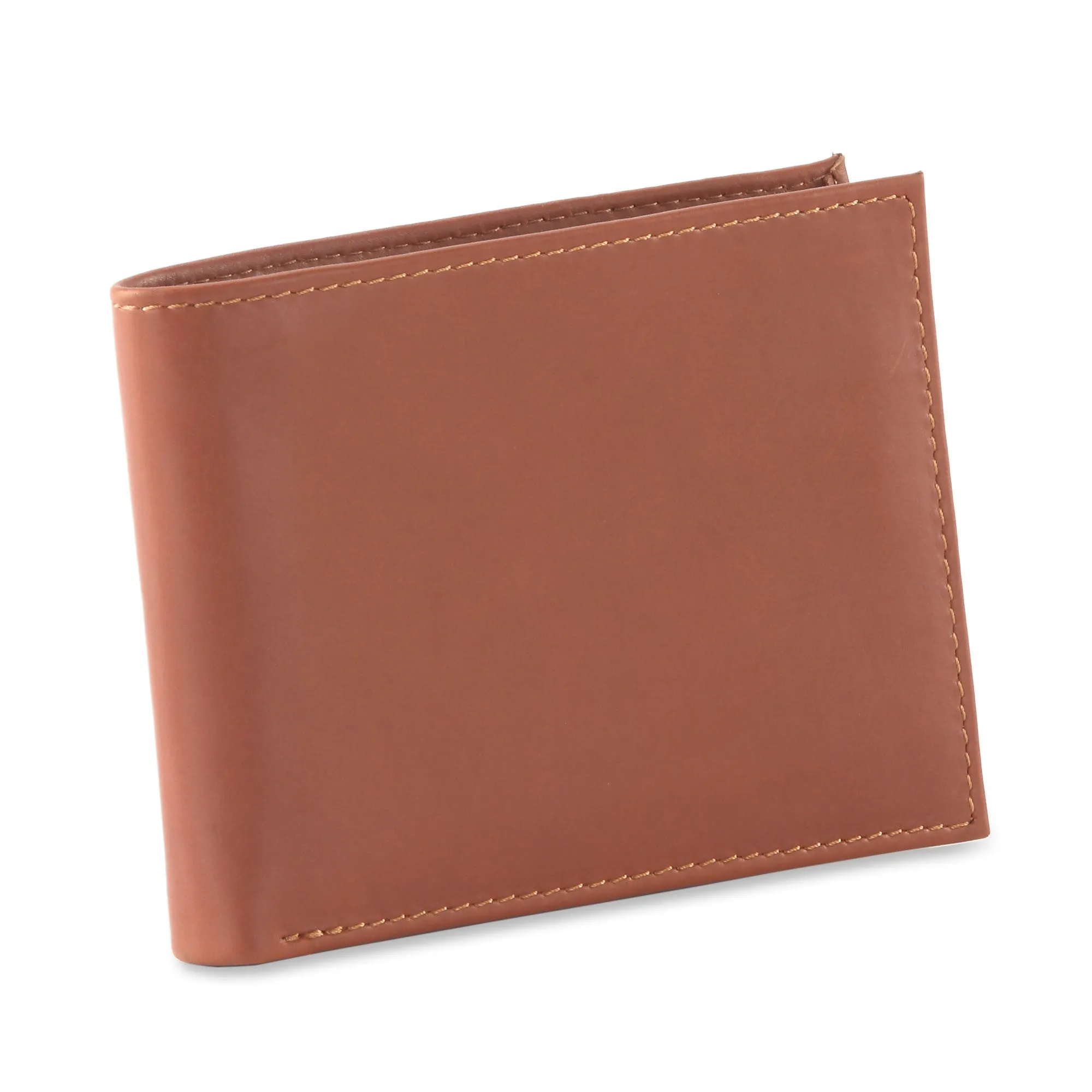 200161-TN Bifold Leather Wallet with Center Flap in Tan | Style n Craft