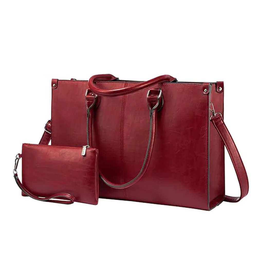 2Pcs Vintage Leather Laptop Bag, 15.6¡°