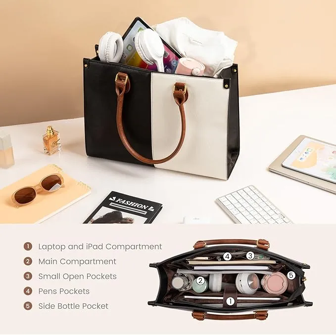 2Pcs Vintage Leather Laptop Bag, 15.6¡°
