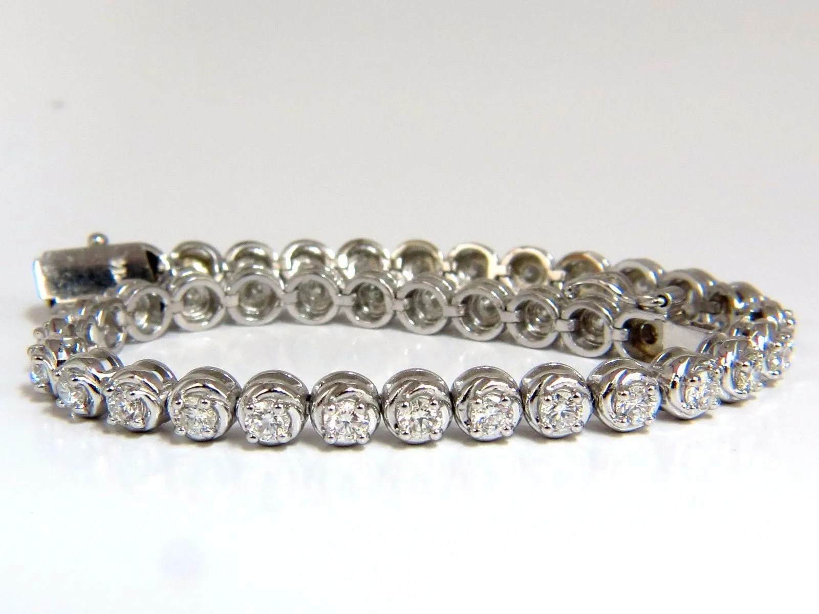 3.50ct natural diamonds tennis bracelet 14kt 7 inch