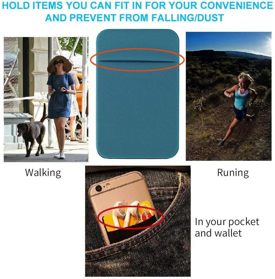 3Pack Phone Card Holder for Back of Phone, Stretchy Stick on Wallet Pocket