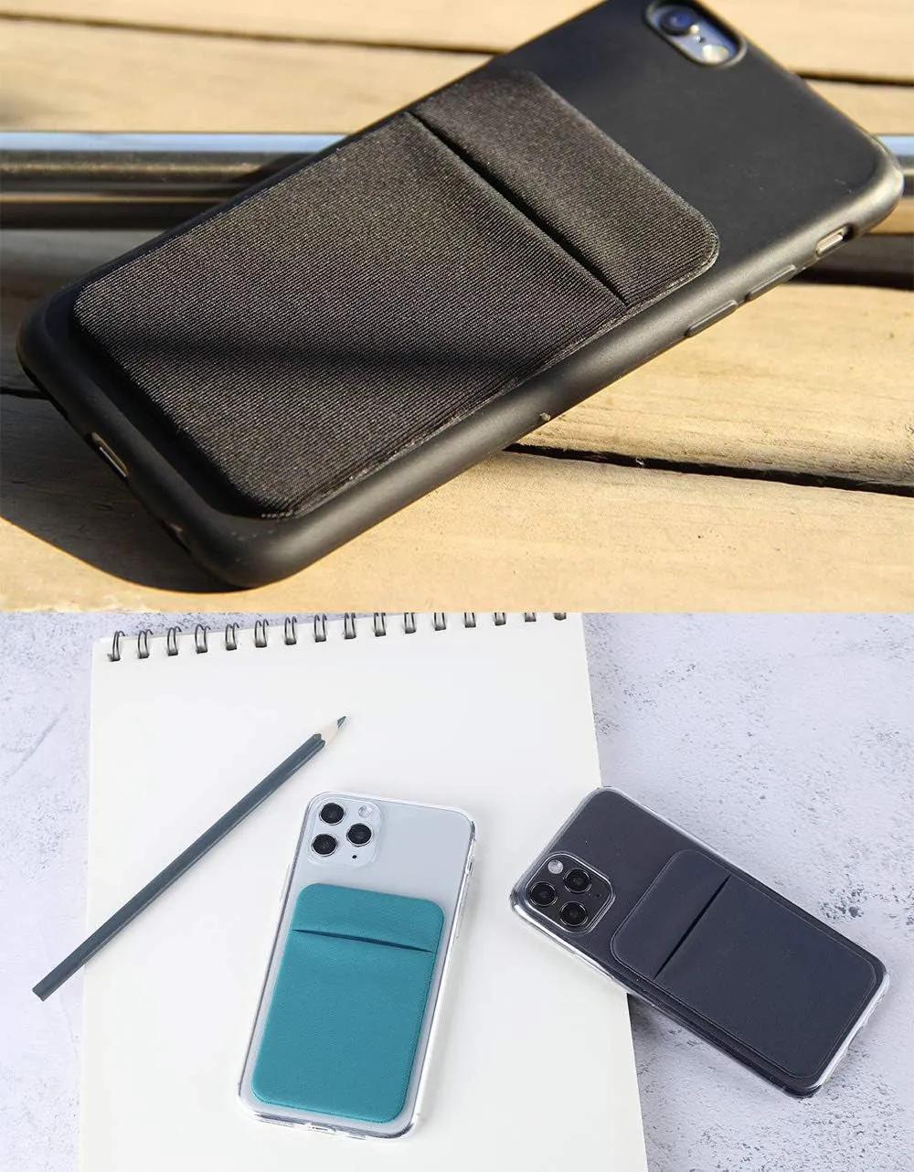 3Pack Phone Card Holder for Back of Phone, Stretchy Stick on Wallet Pocket