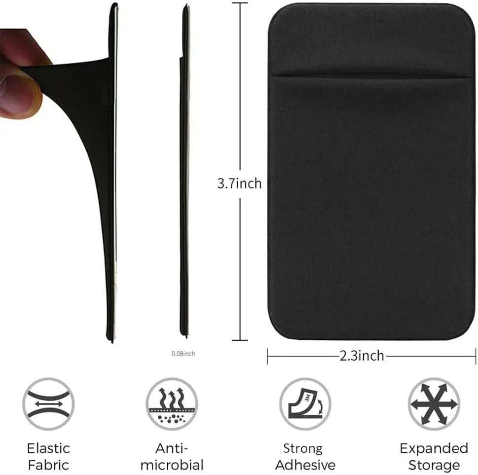 3Pack Phone Card Holder for Back of Phone, Stretchy Stick on Wallet Pocket
