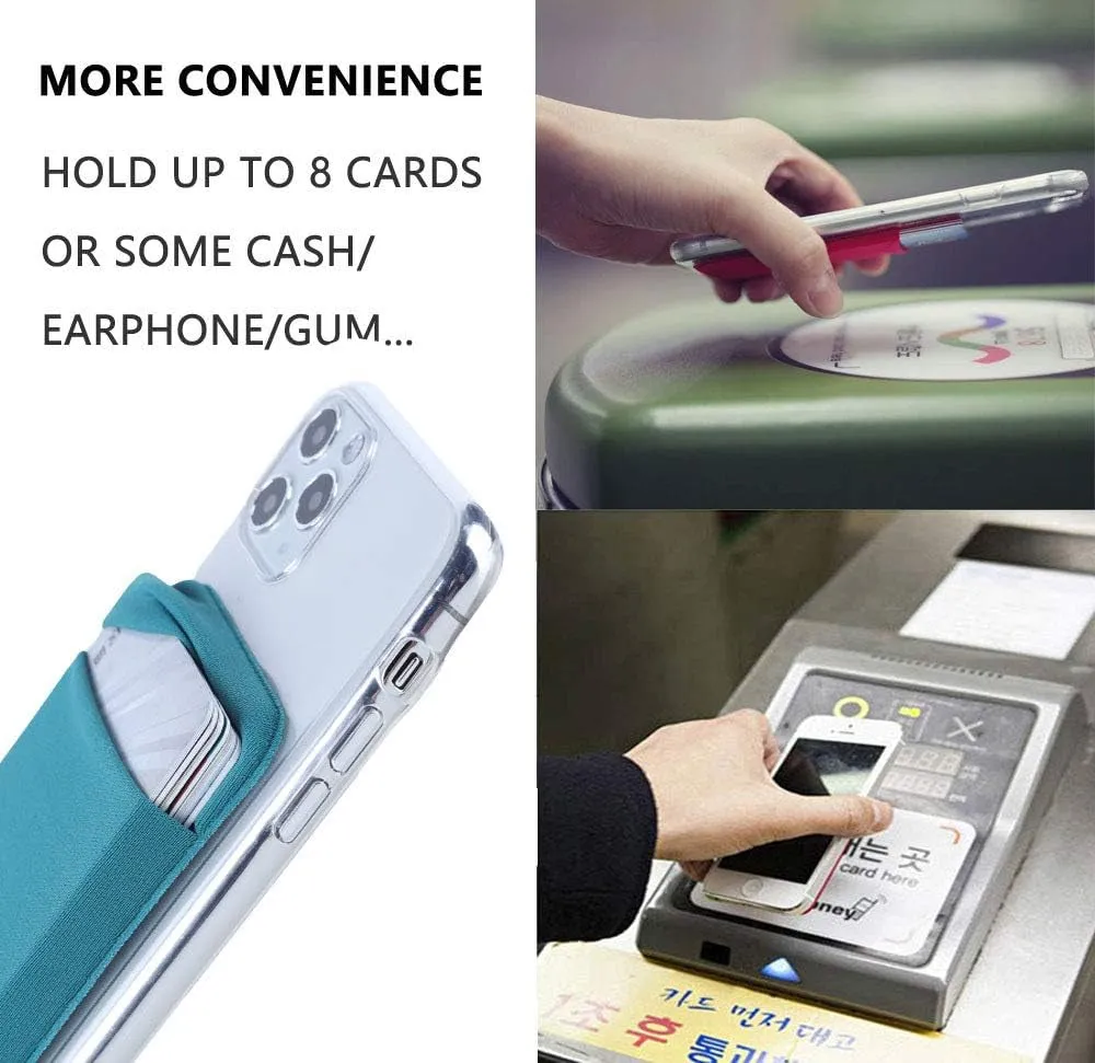 3Pack Phone Card Holder for Back of Phone, Stretchy Stick on Wallet Pocket